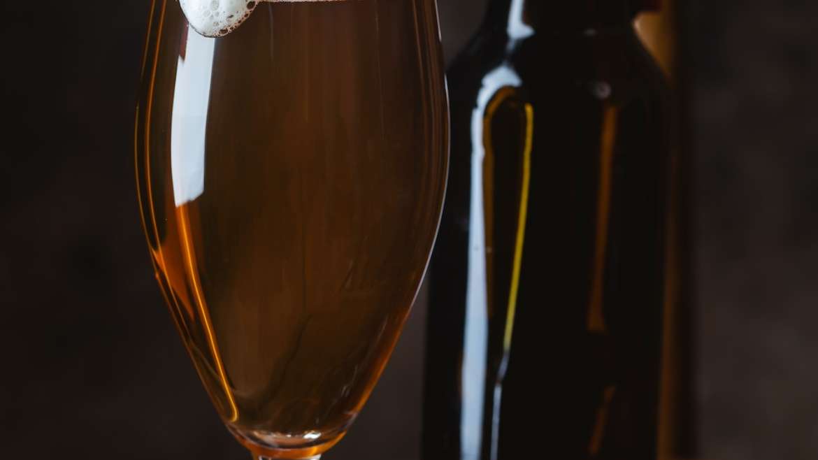 Glass beer on dark background